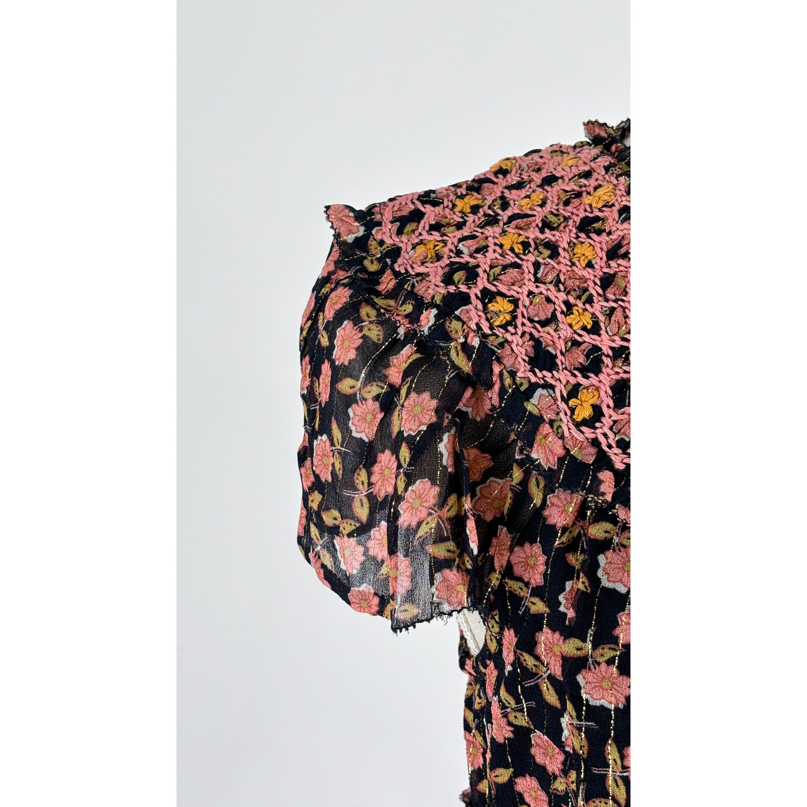 Saylor Floral Tiered Priti Short Sleeve Mini Dress Womens Size Xs New Black Pink — image 5 of 8
